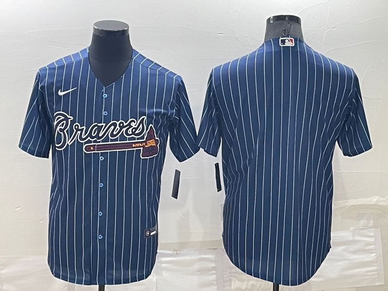 Men Atlanta Braves Blank Blue Stripe Throwback Nike 2022 MLB Jerseys